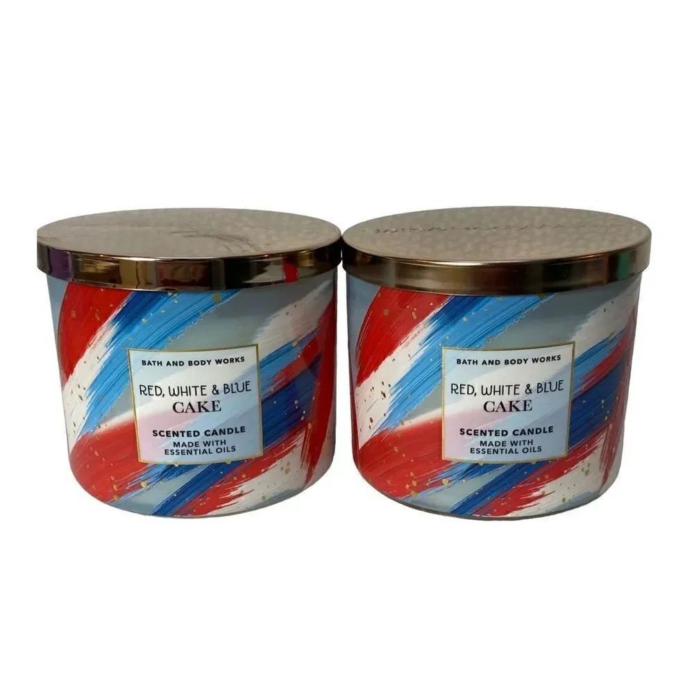 Bath and Body Works 3-Wick Candles - 2 RED, WHITE AND BLUE
